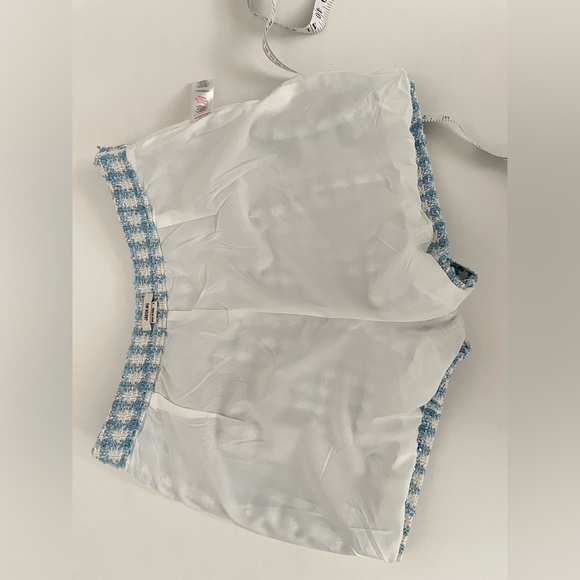 SET JASON WU Boucle Tweed cropped blazer and skort  Blue White Gold Button 8 M - Picture 10 of 16